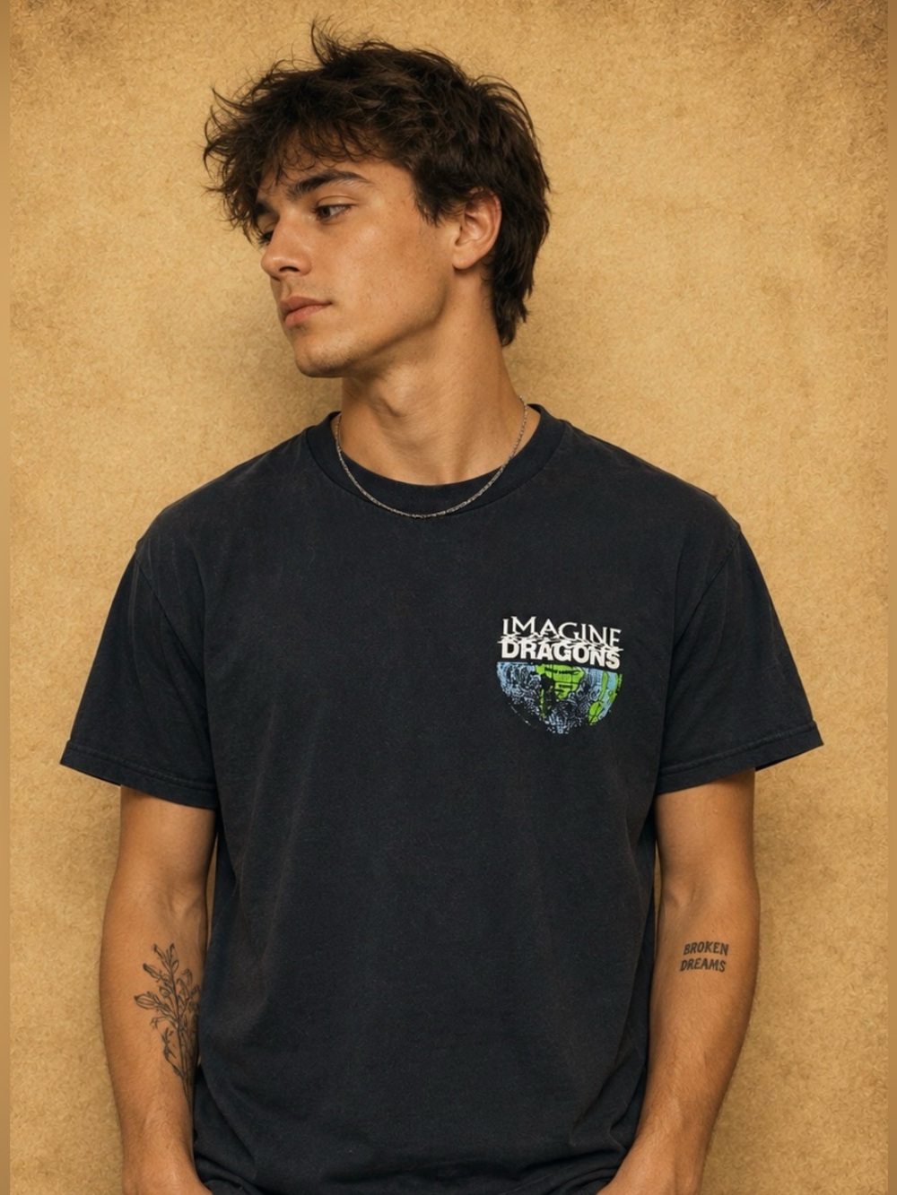Imagine Dragons Graphic Tee with Blue & Green World Tour Print